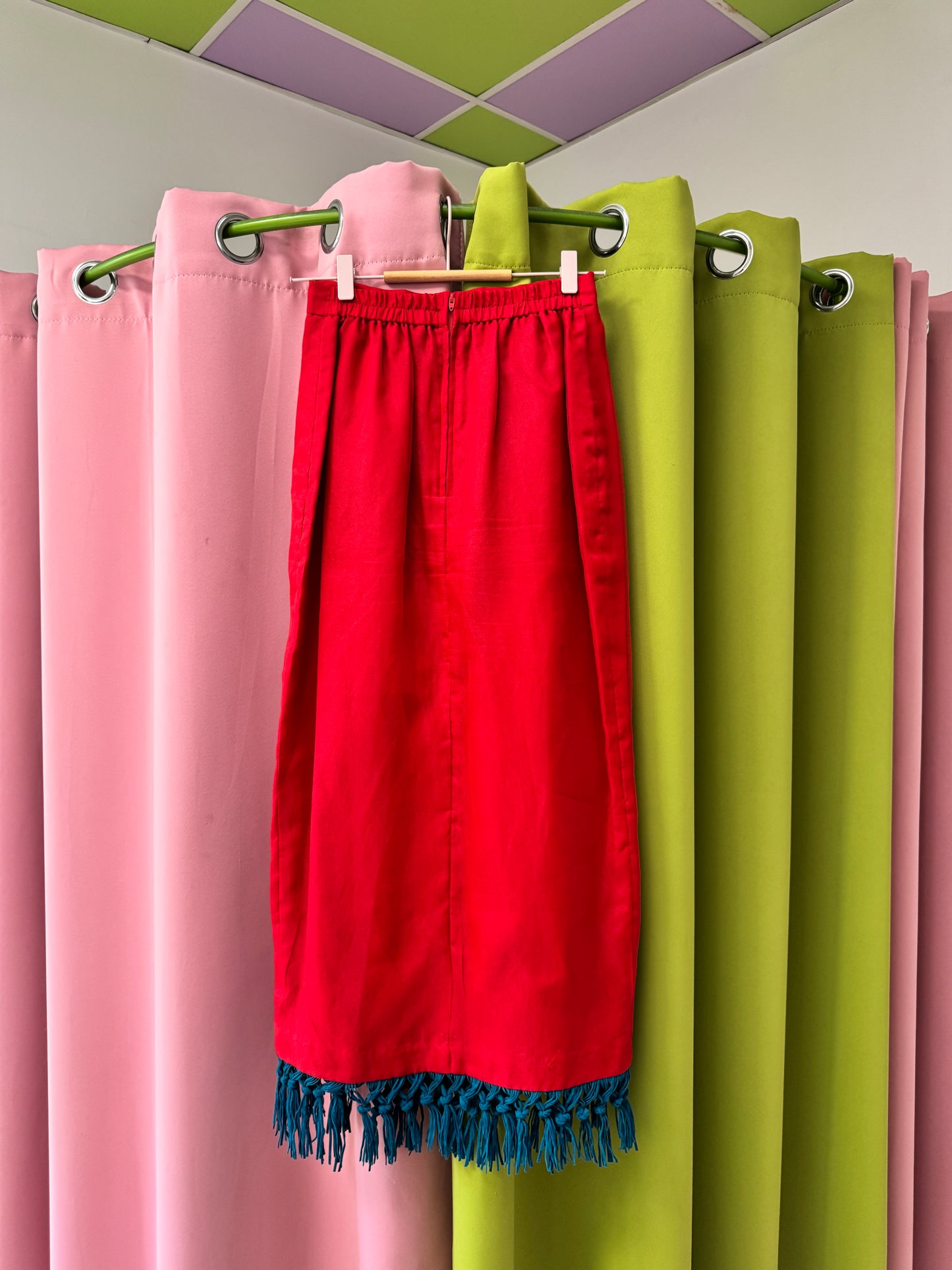 Sz M Berry Maxi Skirt with Fringe | MN X Community