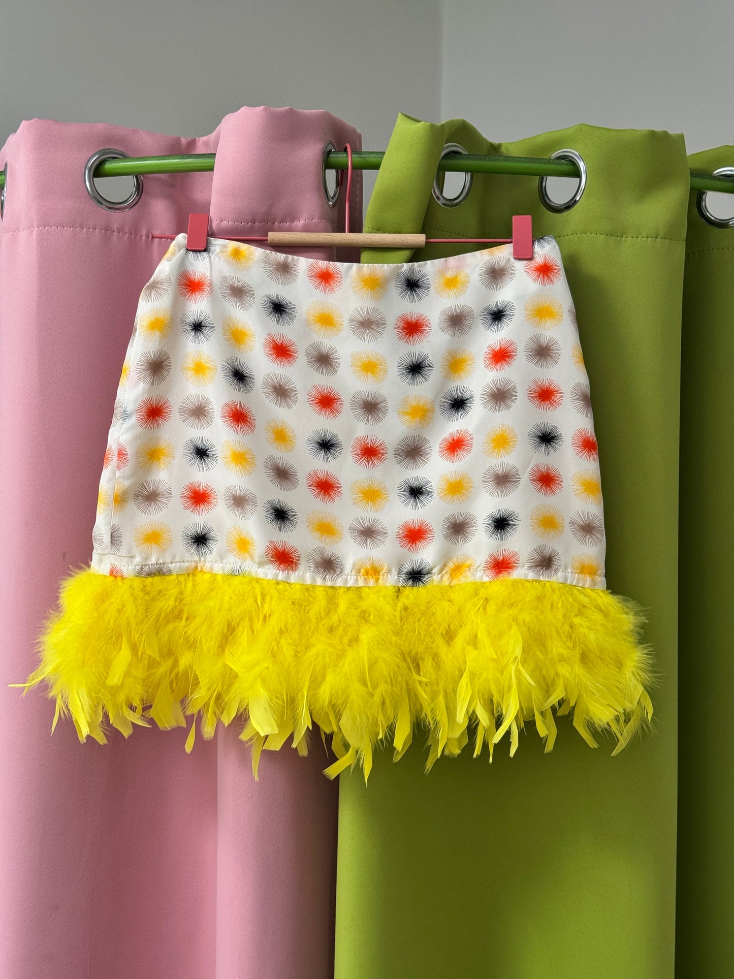 Sz XS Upcycled Silk Mini Skirt with Feathers | MN X Community
