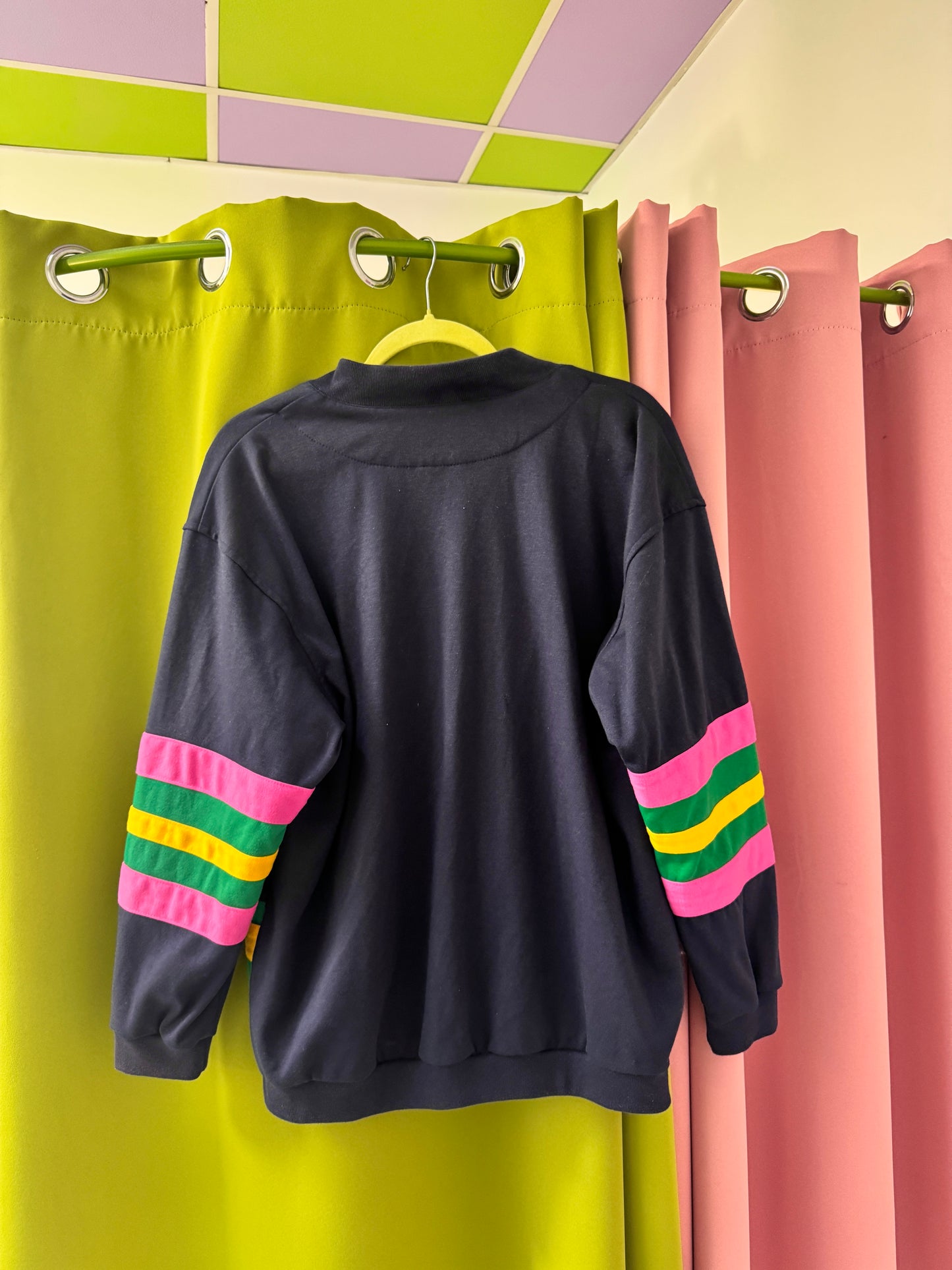 Sz L 90's Cotton Blend Colorblock Cardigan